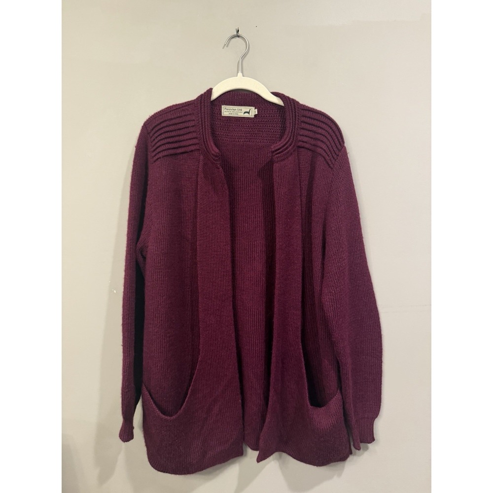 Peruvian Link Burgandy 100% Alpaca Cardigan Burgandy One Size